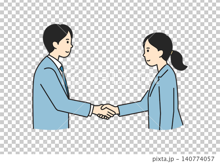 握手をするビジネスパーソンの線画イラスト 140774057