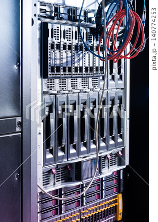 Array of data storage hard drives in internet data center Array of data storage hard drives in internet data center 140774253