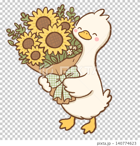Cute Cottagecore Goose Holding a Rustic Sunflower Bouquet with Wildflowers Country Garden Floral Harvest Illustration Digital Clipart Cute Cottagecore Goose Holding a Rustic Sunflower Bouquet with Wildflowers Country Garden Floral Harvest Illustration Digital Clipart 140774623