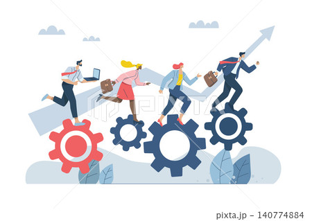 Driving the concept of efficient work processes in business organizations, Successful teamwork, Team cooperation helps mission success, Teamwork helps drive the gears together. Vector design. Driving the concept of efficient work processes in business organizations, Successful teamwork, Team cooperation helps mission success, Teamwork helps drive the gears together. Vector design. 140774884