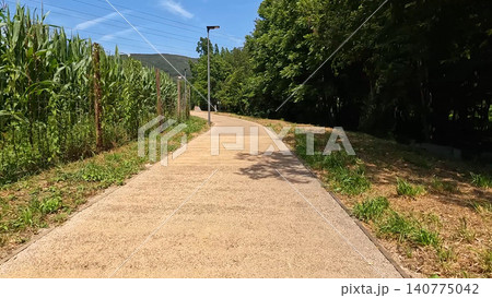 Scenic Paved Walkway along the Ecovia do Arda in Arouca Portugal Scenic Paved Walkway along the Ecovia do Arda in Arouca Portugal 140775042