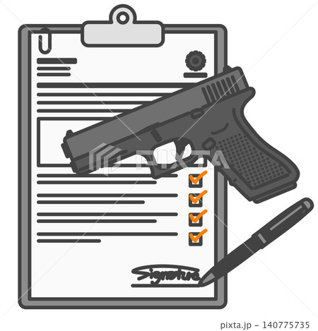 拳銃購入許可と本人確認書類 公的手続きのイラスト 拳銃購入許可と本人確認書類 公的手続きのイラスト 140775735