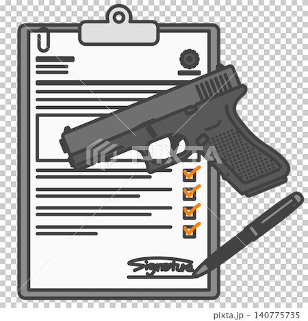 拳銃購入許可と本人確認書類 公的手続きのイラスト 拳銃購入許可と本人確認書類 公的手続きのイラスト 140775735