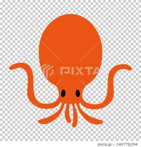 簡單可愛的紅色章魚向量圖 簡單可愛的紅色章魚向量圖 140776294