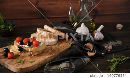 Fresh bruschetta with cream cheese Fresh bruschetta with cream cheese 140776354