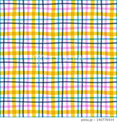Seamless vector pattern featuring a hand-drawn colorful plaid check design. Seamless vector pattern featuring a hand-drawn colorful plaid check design. 140776934