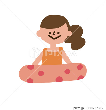 水着で水遊びを楽しむ子供のイラスト 140777317
