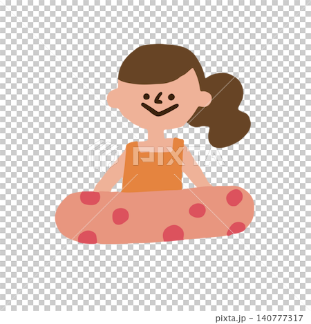 水着で水遊びを楽しむ子供のイラスト 140777317