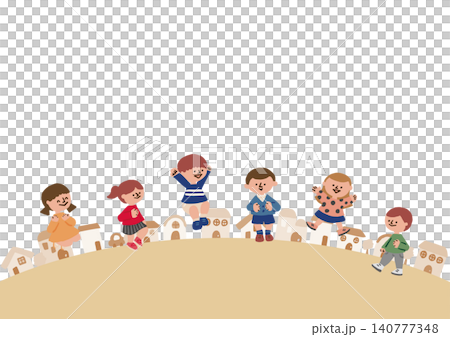 Illustration of a child and a cityscape 140777348