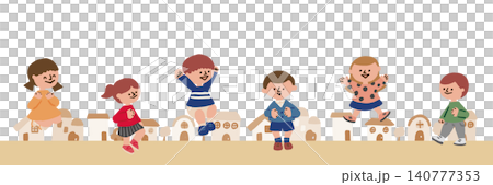 Illustration of a child and a cityscape Illustration of a child and a cityscape 140777353