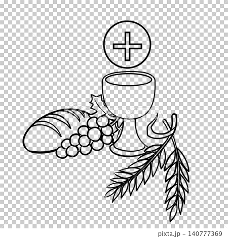 Christian Eucharist, Holy Communion Line Art Illustration Christian Eucharist, Holy Communion Line Art Illustration 140777369