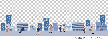 Illustrations of people working in an office district Illustrations of people working in an office district 140777398