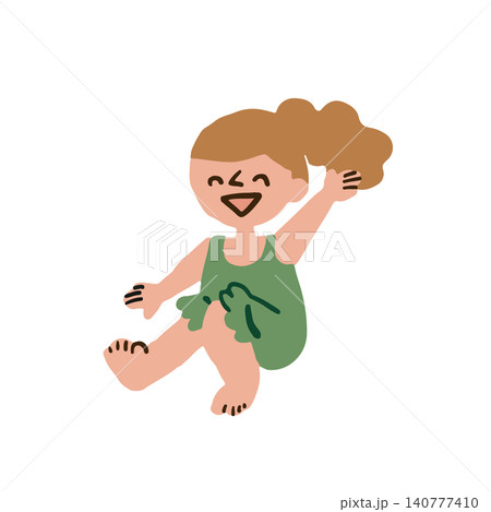 水着で水遊びを楽しむ子供のイラスト 140777410