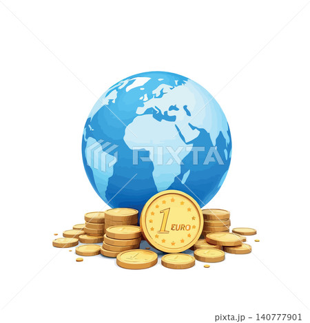 Vsai globe and euro coins representing global finance economy 140777901