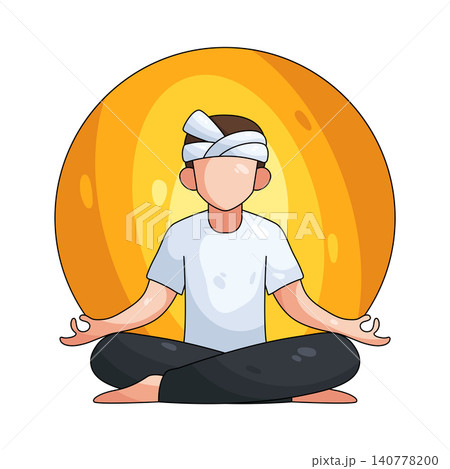 Illustration of Balinese man meditating 140778200