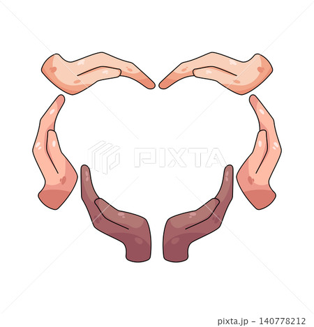 Illustration of Hands joined together form a heart symbol Illustration of Hands joined together form a heart symbol 140778212