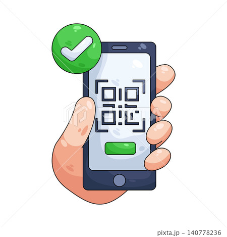 Illustration of QR code scan Illustration of QR code scan 140778236