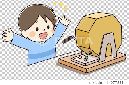 一幅描繪孩子贏得彩券大獎的插圖。 140778514