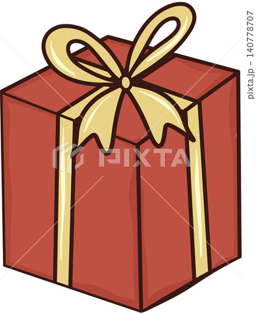 Red Christmas gift box with yellow ribbon bow Red Christmas gift box with yellow ribbon bow 140778707