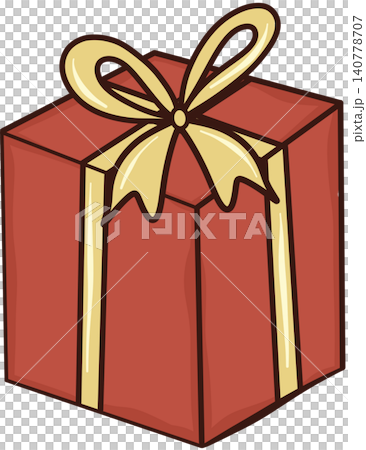 Red Christmas gift box with yellow ribbon bow Red Christmas gift box with yellow ribbon bow 140778707