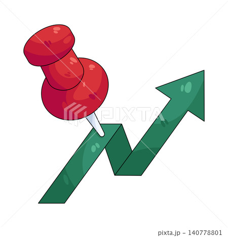 Illustration of upward arrow with pushpin Illustration of upward arrow with pushpin 140778801