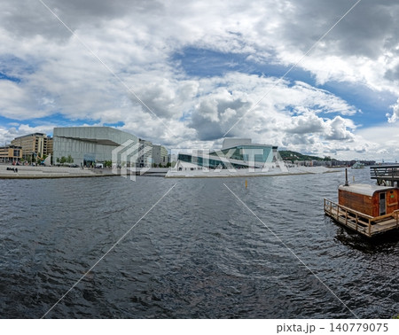 Oslo waterfront panorama with Opera House Oslo waterfront panorama with Opera House 140779075