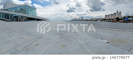 Oslo harbor and Opera House from the waterfront 140779077
