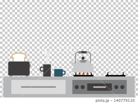 An illustration of a cooking scene in a kitchen with a stovetop, where breakfast is being prepared. An illustration of a cooking scene in a kitchen with a stovetop, where breakfast is being prepared. 140779110