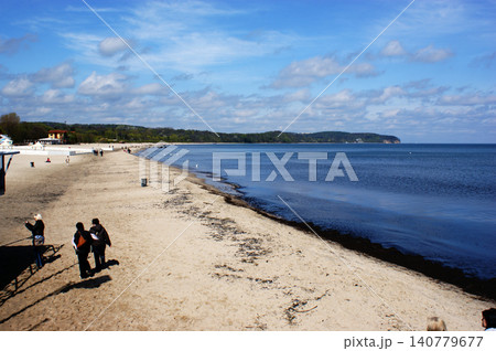 Polish Baltic Sea beautiful blue sea waves sand and beach Polish Baltic Sea beautiful blue sea waves sand and beach 140779677