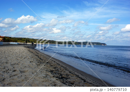 Polish Baltic Sea beautiful blue sea waves sand and beach Polish Baltic Sea beautiful blue sea waves sand and beach 140779710