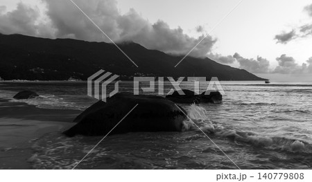 Black and white photography. Beau Vallon beach landscape 140779808