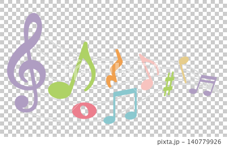 Colorful musical note and staff design material set Colorful musical note and staff design material set 140779926