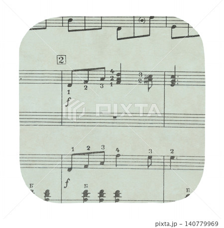 Paper app icon made of musical notes, isolated on transparent background. Creative music concept with mobile application style design and cutout appearance 140779969