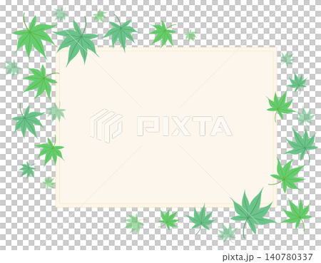 Rectangular frame with green maple leaves. Summer background material featuring fresh green maple leaves and a cream background. Rectangular frame with green maple leaves. Summer background material featuring fresh green maple leaves and a cream background. 140780337