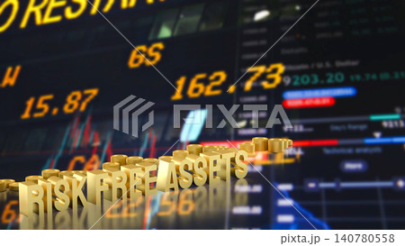 Gold Risk Free Assets In A Secure Investment Market 3d render. Gold Risk Free Assets In A Secure Investment Market 3d render. 140780558