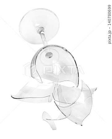 Shattered wine glass bowl falling apart on transparent background Shattered wine glass bowl falling apart on transparent background 140780699