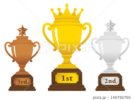 1位2位3位トロフィーセット 金銀銅 受賞カップ ベクターイラスト 1位2位3位トロフィーセット 金銀銅 受賞カップ ベクターイラスト 140780760