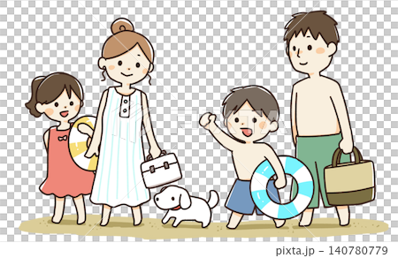 一家人享受夏天的插圖 一家人享受夏天的插圖 140780779