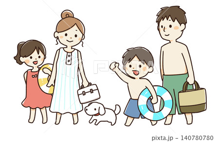 夏を楽しむ家族のイラスト 140780780