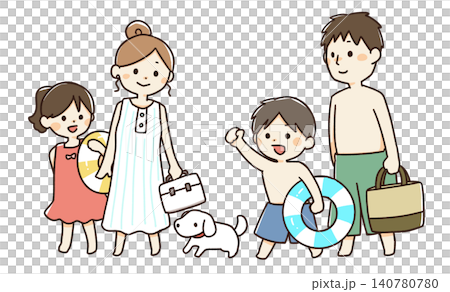 一家人享受夏天的插圖 一家人享受夏天的插圖 140780780