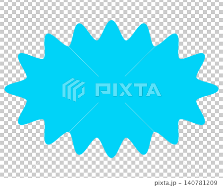 Simple color speech bubble with a long, rounded, jagged shape Simple color speech bubble with a long, rounded, jagged shape 140781209