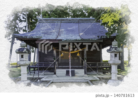 水彩画風 丹波篠山城跡 青山神社 拝殿 兵庫県丹波篠山市 水彩画風 丹波篠山城跡 青山神社 拝殿 兵庫県丹波篠山市 140781613
