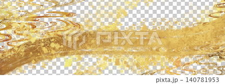 A luxurious, horizontally oriented transparent background with a New Year's theme, featuring shimmering golden brushstrokes. 140781953