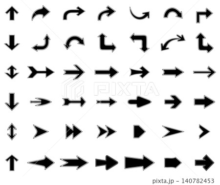 Collection different black arrows, icons illustrations Collection different black arrows, icons illustrations 140782453
