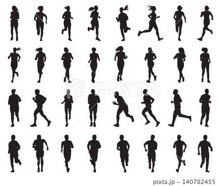 Black silhouettes of runners, recreation and sport Black silhouettes of runners, recreation and sport 140782455