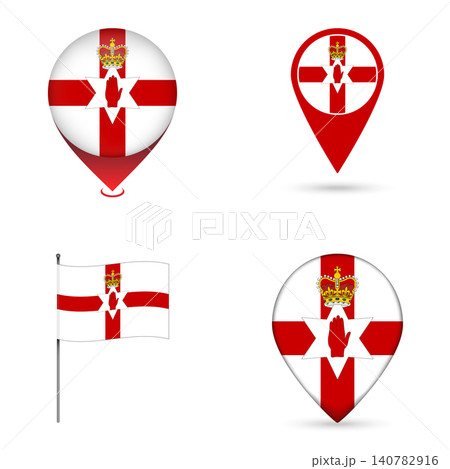 Northern Ireland Flag Map Pin Icons Set Collection. Northern Ireland Flag Map Pin Icons Set Collection. 140782916