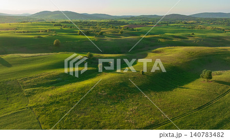 Aerial View Dreznik Village Fields Near Plitvice Lakes Croatia 140783482