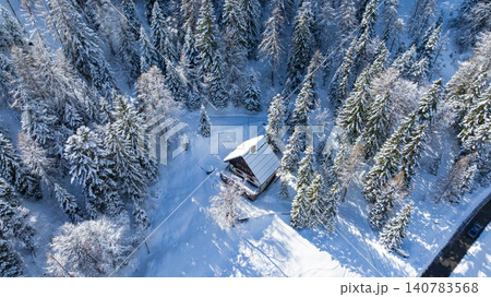 Aerial View Winter Mountain Road Vrsic Pass Triglav Slovenia Aerial View Winter Mountain Road Vrsic Pass Triglav Slovenia 140783568