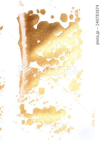 Gold paint brush smear stroke. acrylic golden bronze shiny metallic textured background 140783874