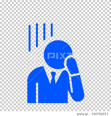 Pictogram of a depressed business person (blue) 140784057